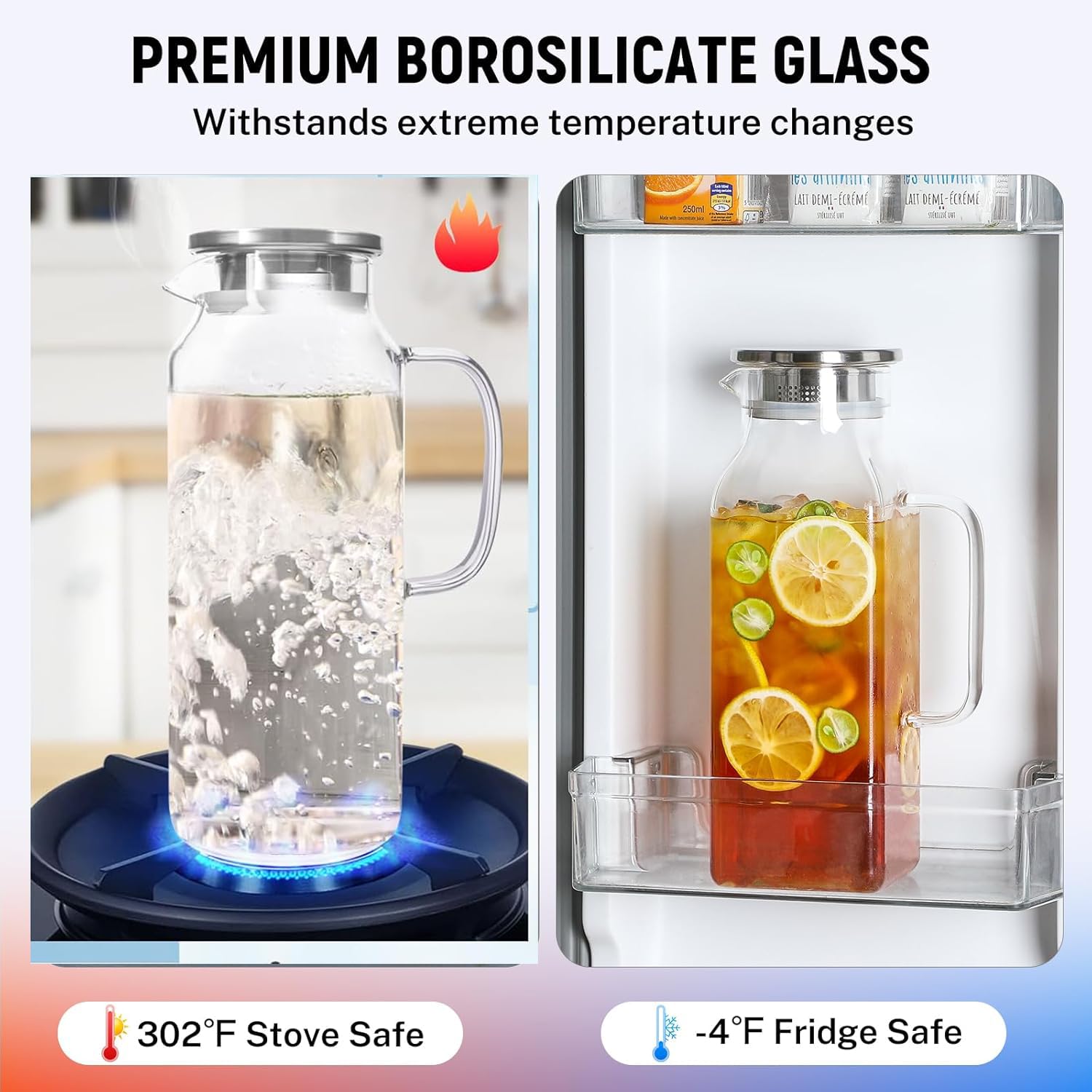 Amazon.com: 2 Quart (2 Liter 68 oz) Square Glass Pitcher,Water